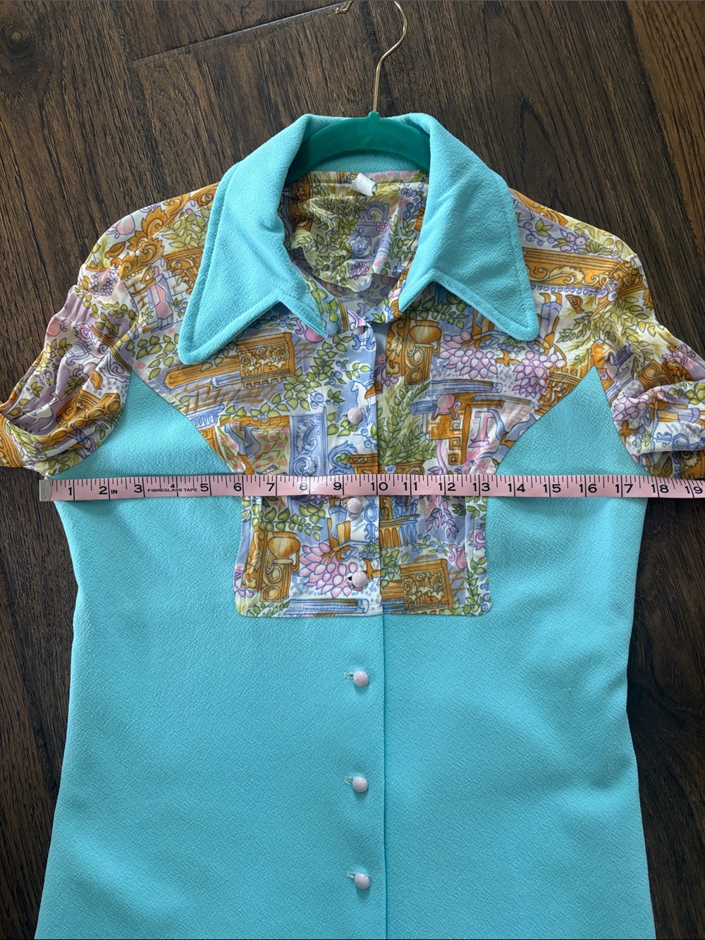 Vintage 60’s Dress Butterfly point collar Skimmer dress - Picture 11 of 12